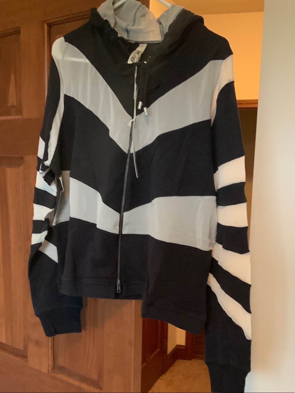 New Balance Black and White Chevron Zip Hoodie